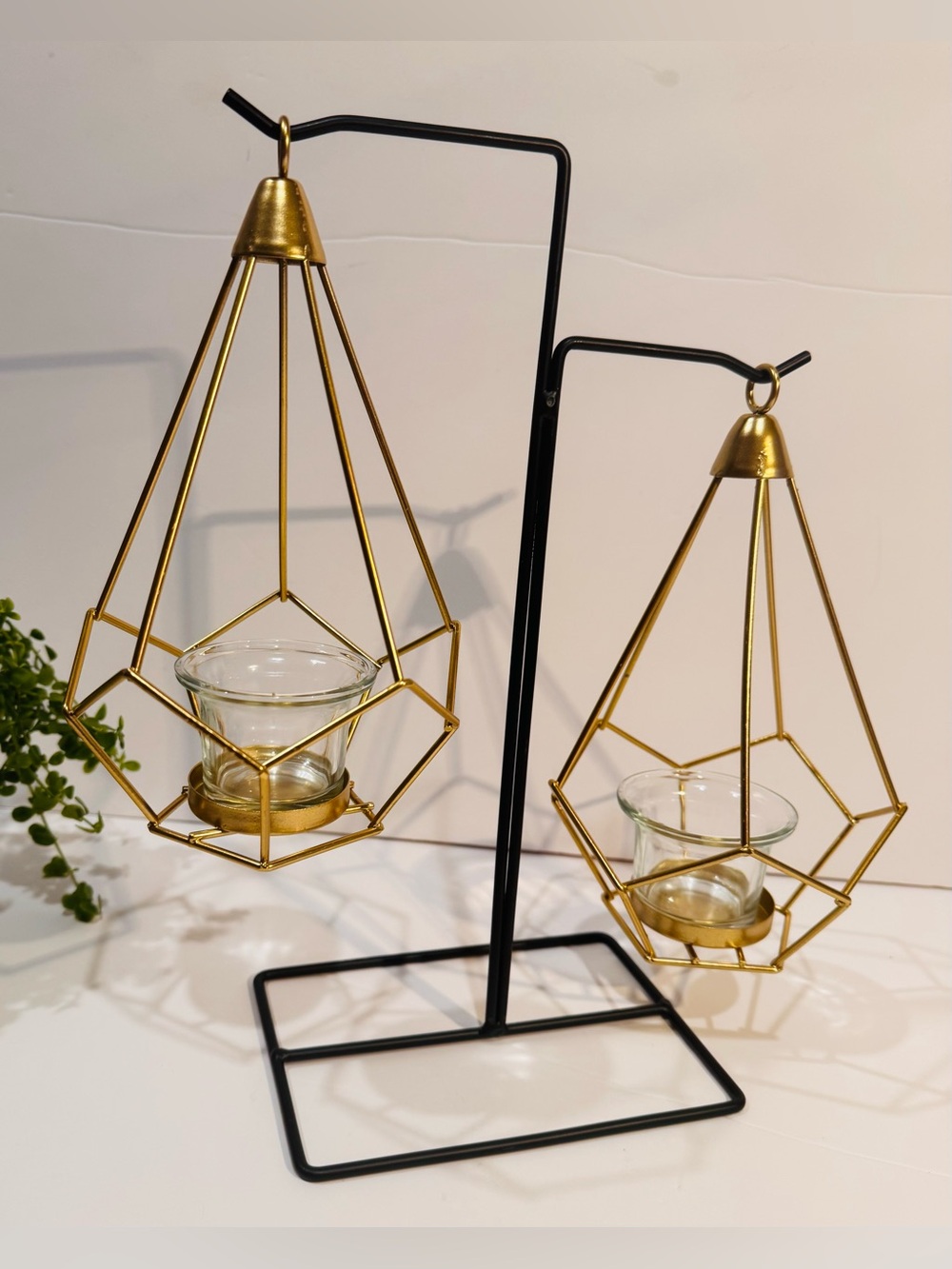 Black & Gold Hanging Tea Light Holder 12” NWOT